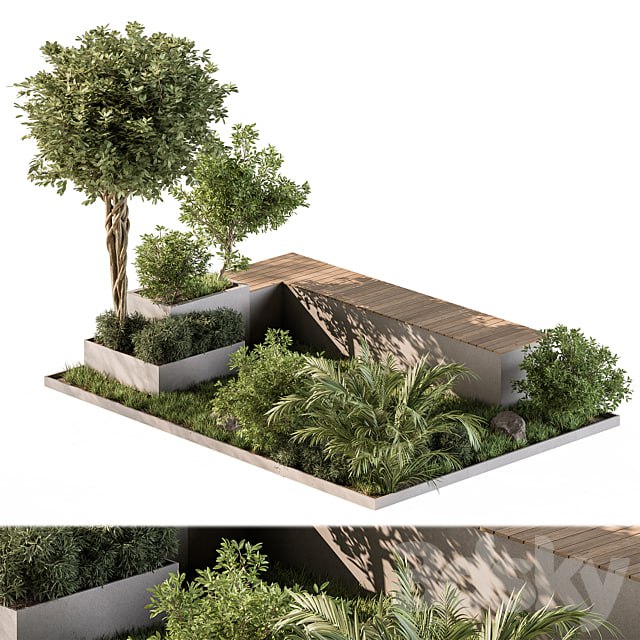 Urban Furniture Bench with Plants- Set 43
