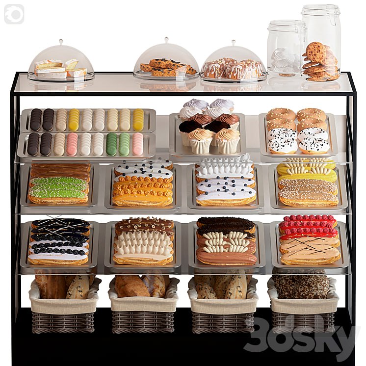 Showcase with confectionery. corona