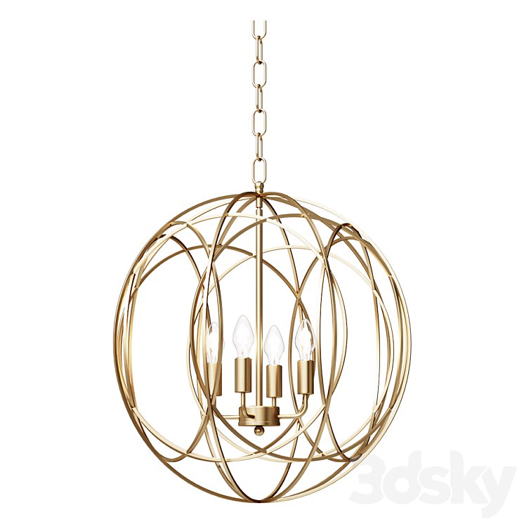 Chandelier Modern Chic Gold 4-Light Iron Chandelier Orb Chain Hanging Geometric Ceiling Lamp