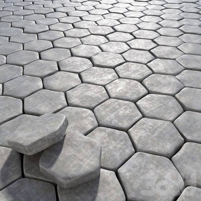 Old paving hexagon