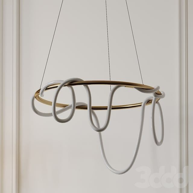 Sculptural Brass Circular Light Pendant by Morghen Studio