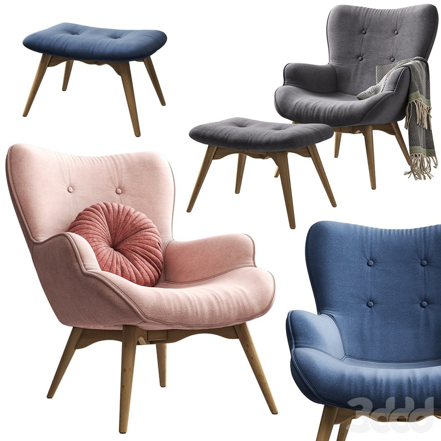 Armchair with pouf Jysk PETERSBORG