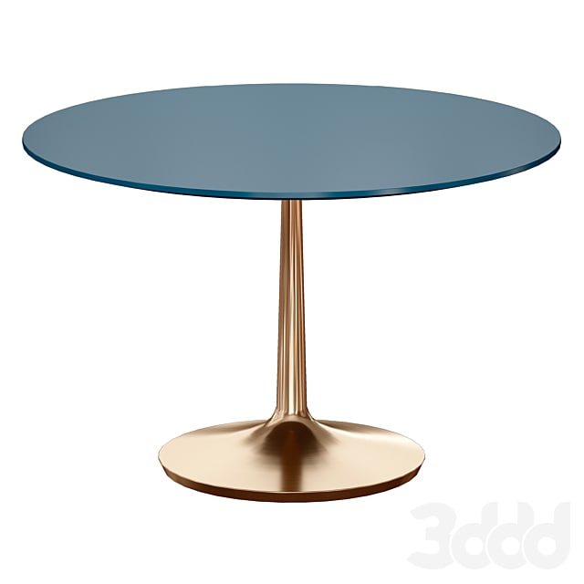 Blue Lacquer Dining Table with Brass Base &barrel