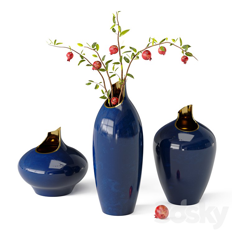 Artipieces Akia vase set with pomegranate branches