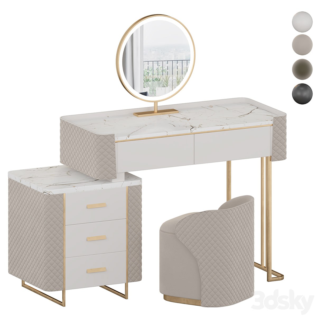 [Xusinbayev1ch](https://t.me/Xusinbayev1ch) Luxury Makeup Vanity Set with LED Lighted Mirror, Side Cabinet and 5 Drawers, Modern Sintered Stone Dressing Table with Stool for Bedroom
