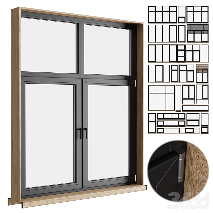 modern windows with Metal Blinds and wooden