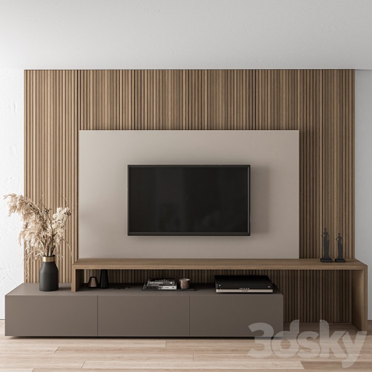 TV Wall Blackk and Wood - Set 19