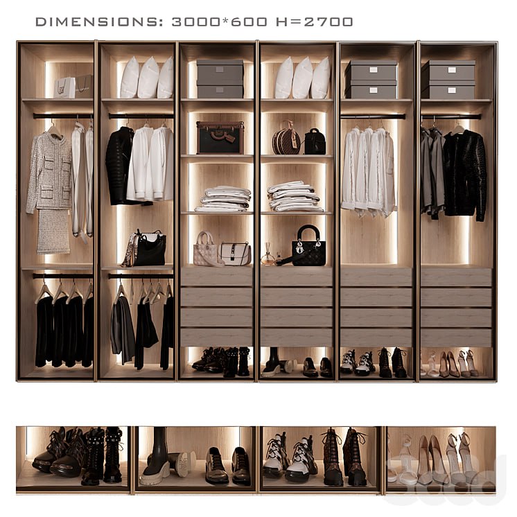 Wardrobe with glass doors