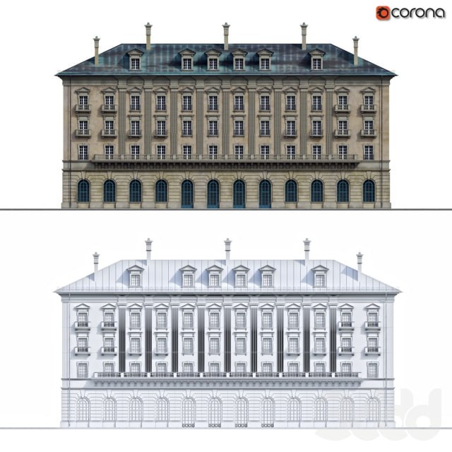 Front of the house in the style of classicism