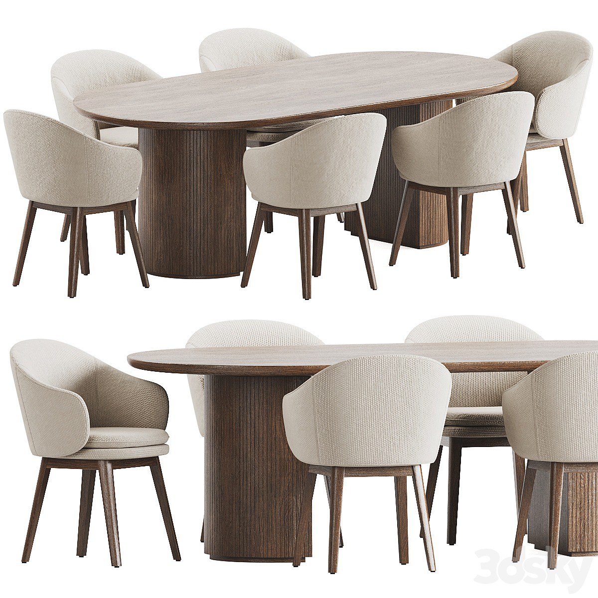 Wayne Chair Moon Table Dining Set