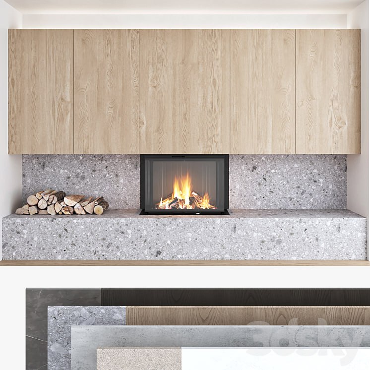 Decorative wall with fireplace set 10