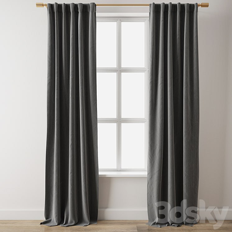 European Flax Linen Graduated Stripe Curtain-West Elm