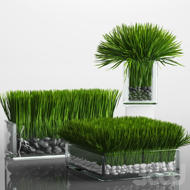 pebble grass greenery vase