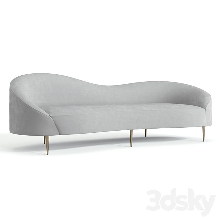 Curvo Light Gray Velvet Sofa