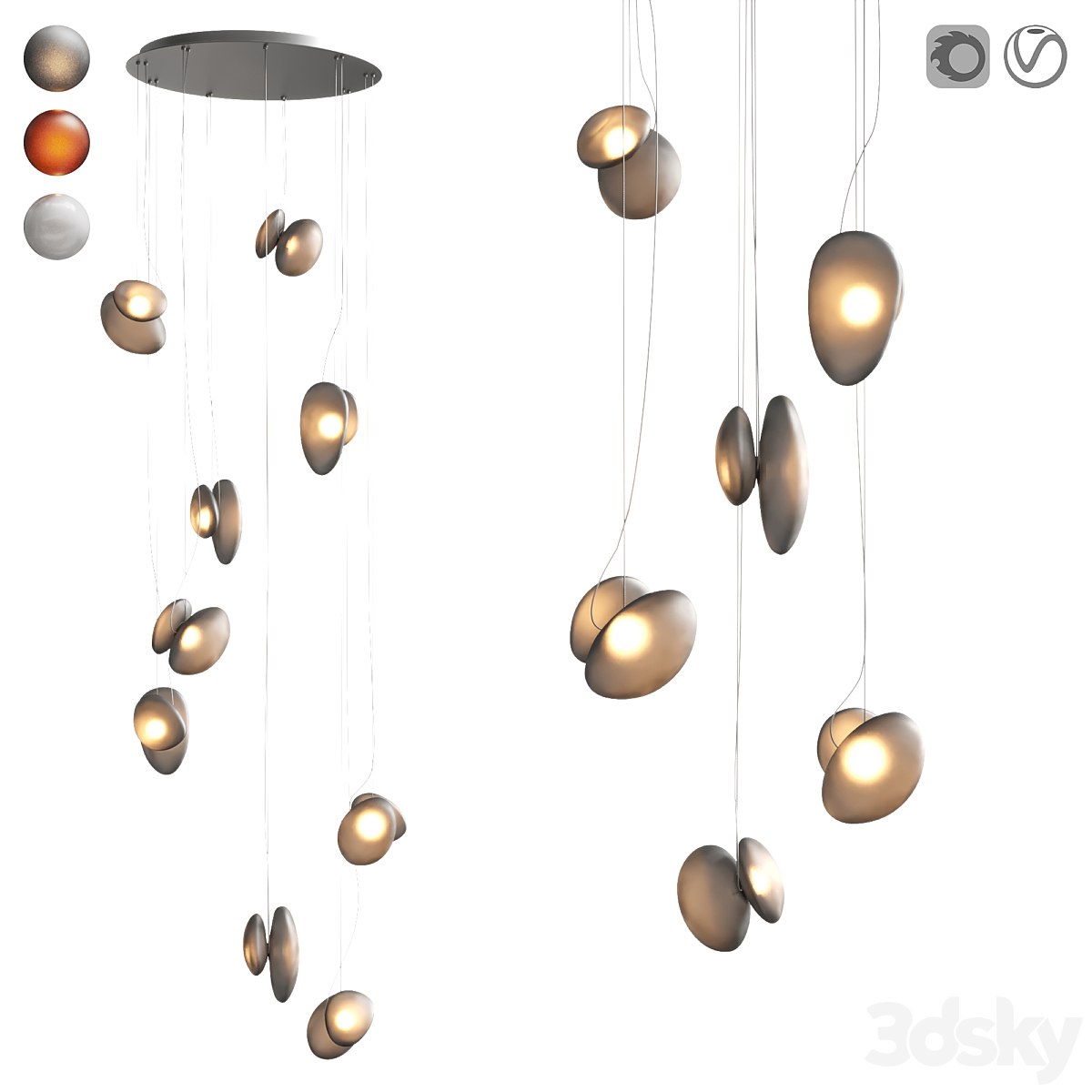 AND Pebble series chandelier Cluster