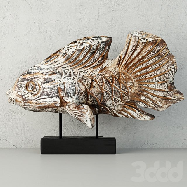 Hand-Carved Driftwood Fish On Stand