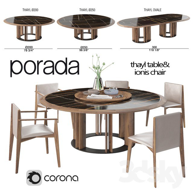 Porada Thayl Table and Ionis Chairs