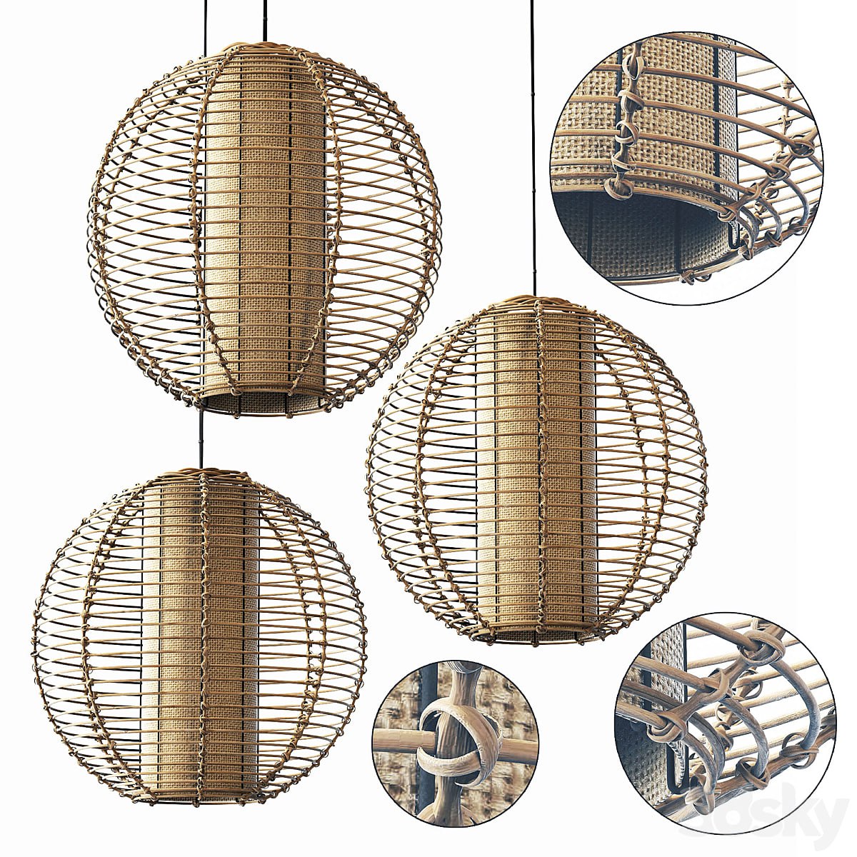 Lamp wicker branch rattan sphere
