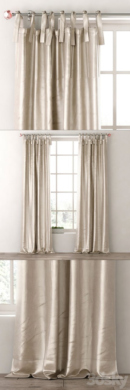 RH / LUSTER SILK TIE-TOP DRAPERY PANEL