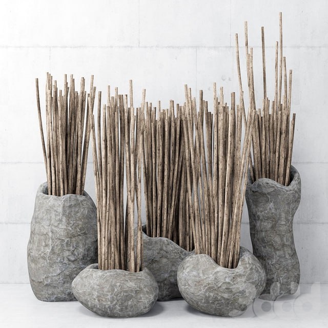 Stone dishes / Stone vases with branches