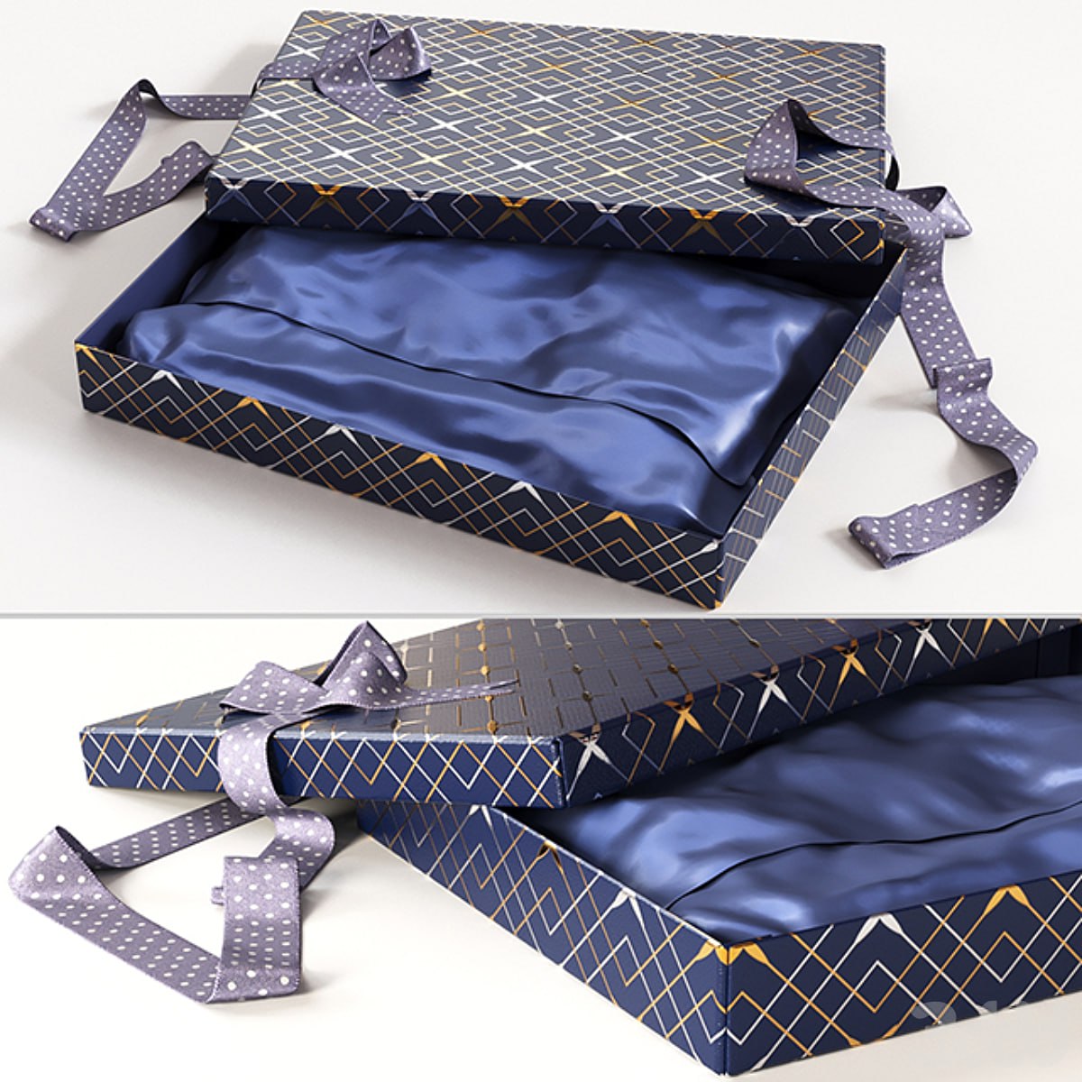 Open gift box with ribbon
