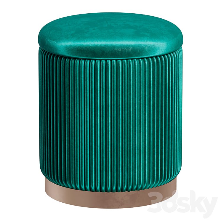Pouffe with drawer Beatrice Glossy Velor in 4 colors