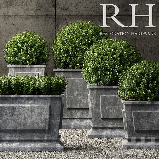Restoration Hardware estate zinc paneled planters