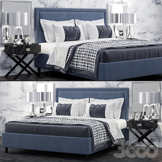 TOV Furniture Reed Navy Velvet Tufted