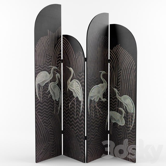 Jean Dunand Silk Heron Screen 1930s