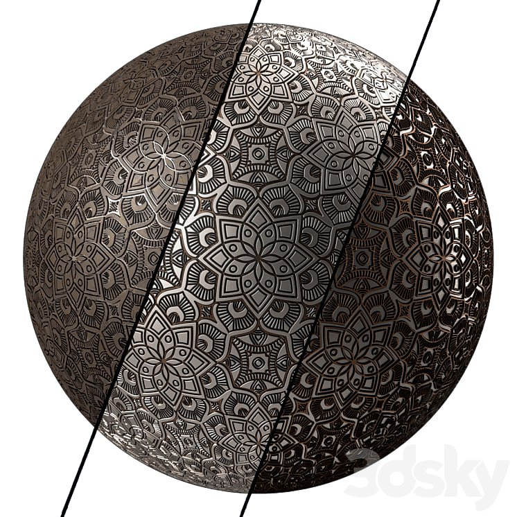 Metal Materials 18- Ornament Metal panels, Pbr 4k Seamless