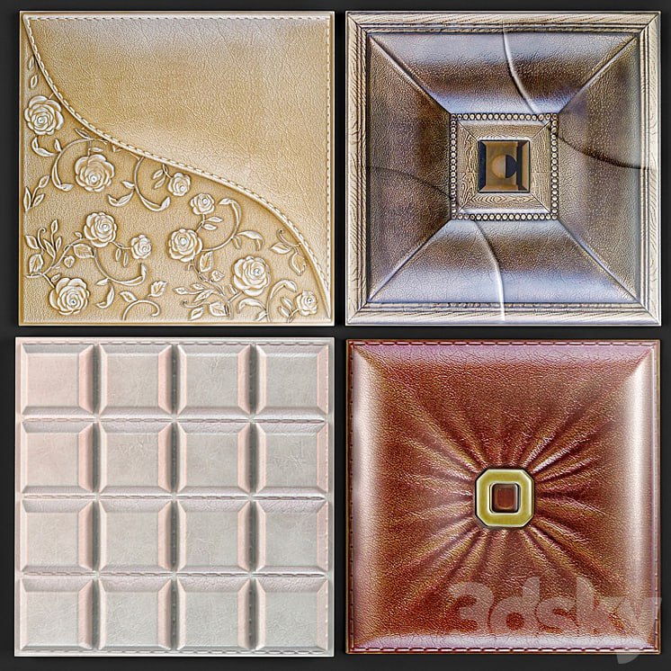 Decorative leather 3D panel