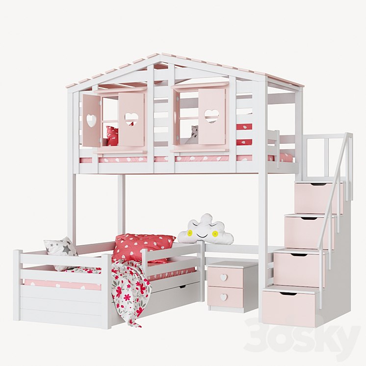Children's 2-level bed lodge Bilbao set 2