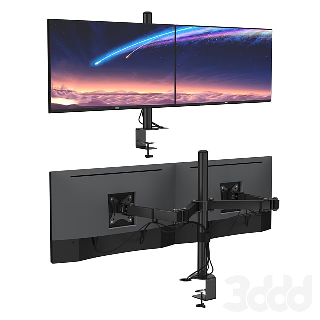 2x Dell UltraSharp U2718Q 27' VESA table stand