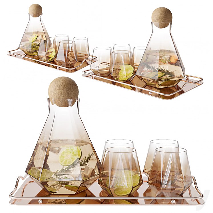 Geometric Glass Decanter Set