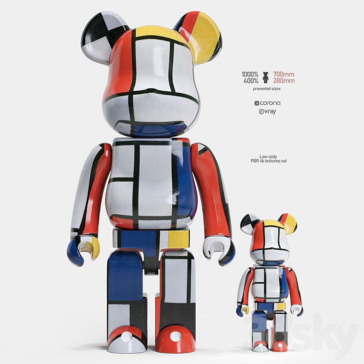 Bearbrick / Piet Mondrian