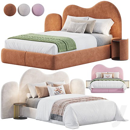 Curved Bedhead Boucle bed