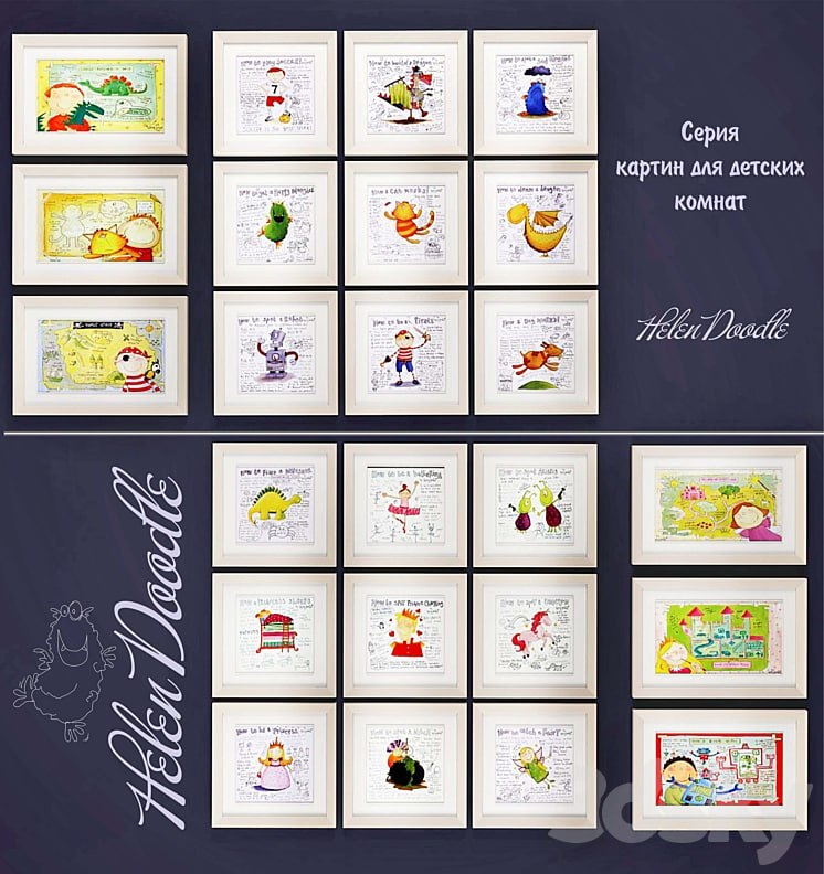 A series of paintings of Helen Doodle