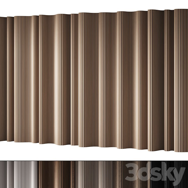 434 wall composition 15 wave fluted wood Reeded Panels 02