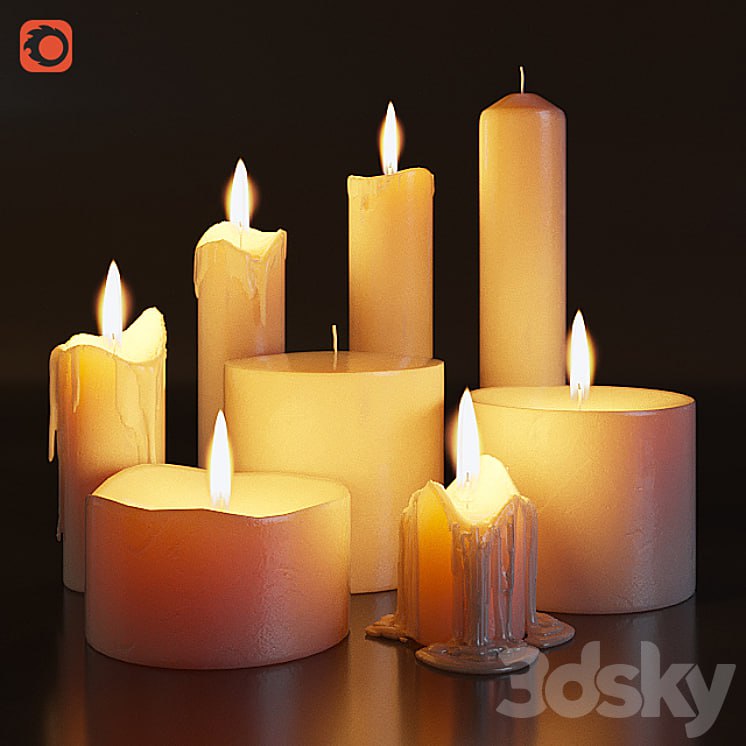 Set of burning candles