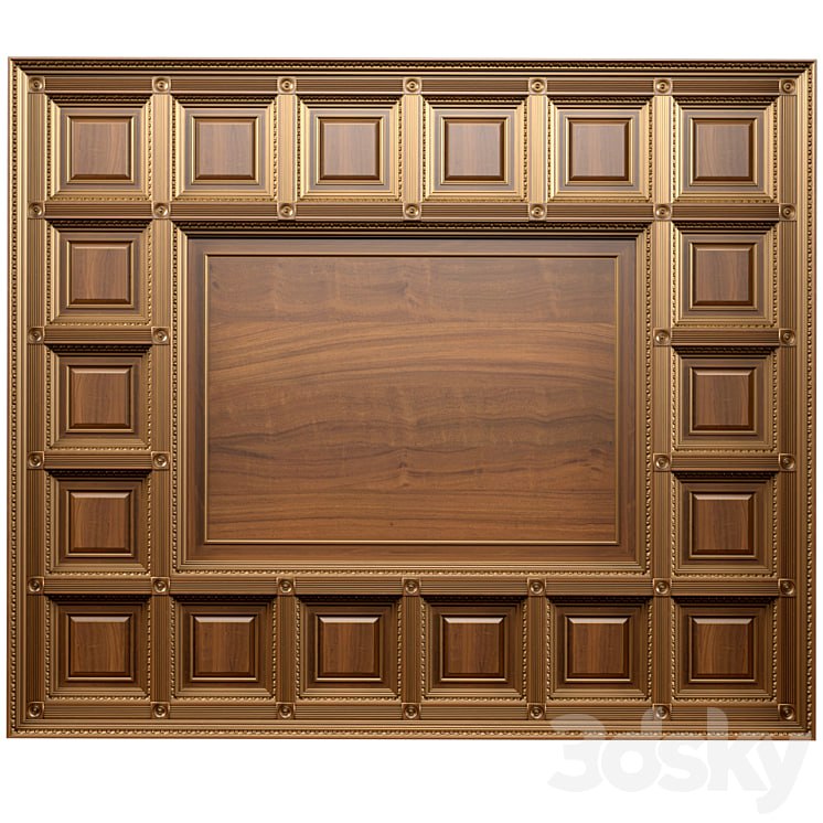 Ceiling set classic style.Classic wooden illuminated coffered ceiling