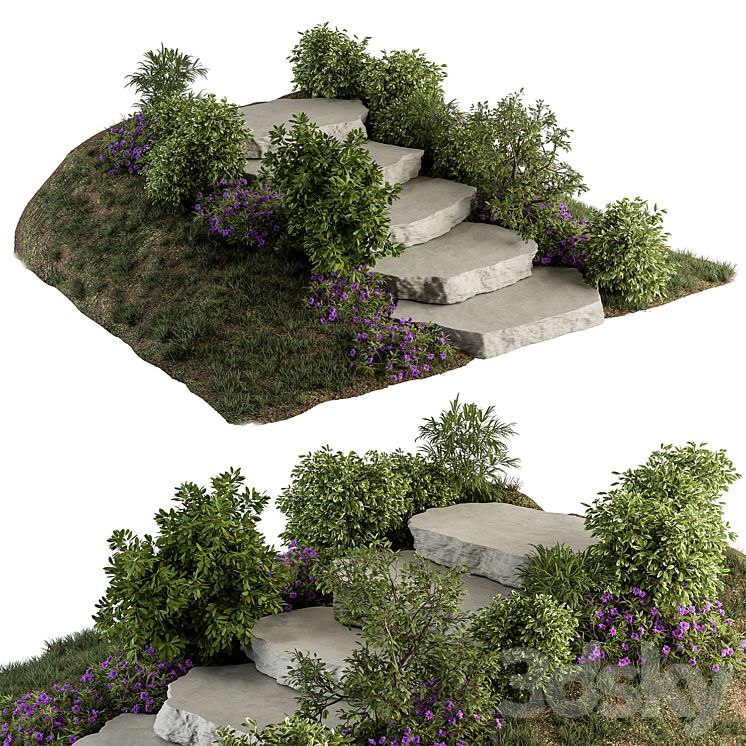 Landscape Furniture Rock stairs with Garden - Architect Element 56