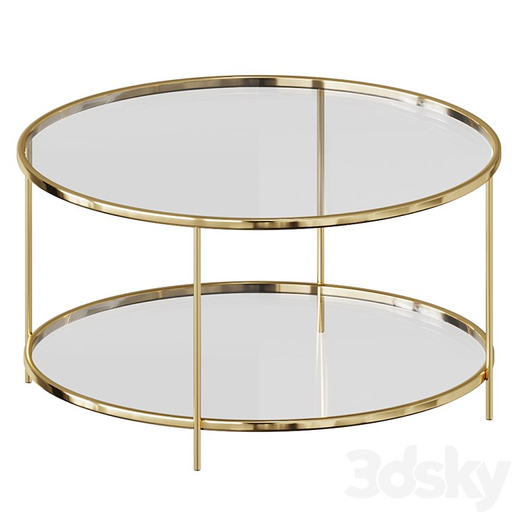 Danilo Coffee table coffee table Side table in gold metal and glass