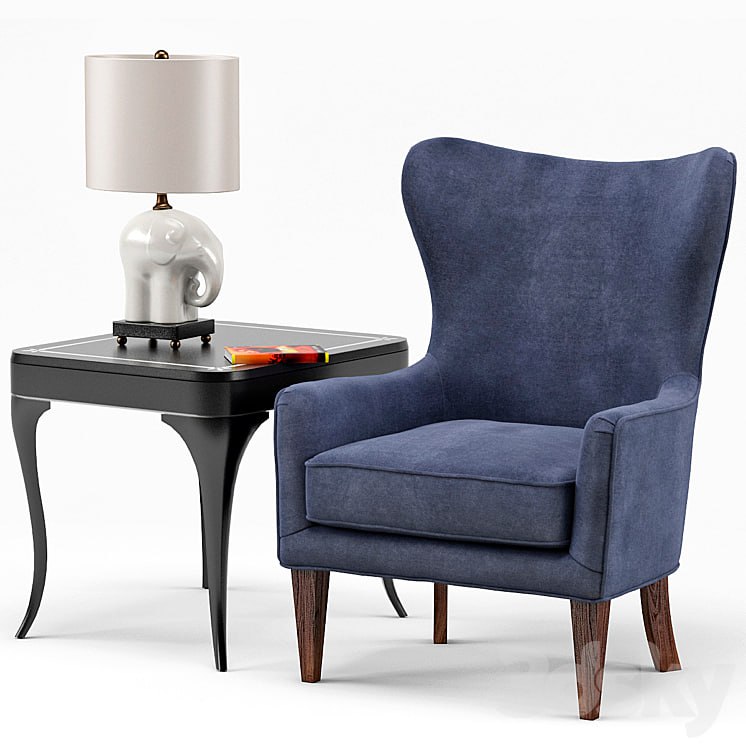 Rachael chair, Elephant Porcelain Lamp, Flirt End Table