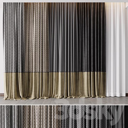 Hadi Gray & Gold Curtains 55 Soft Curtains and Linen Silk Fabric