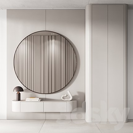 144 hallway zone 03 minimal modern with circle mirror 01