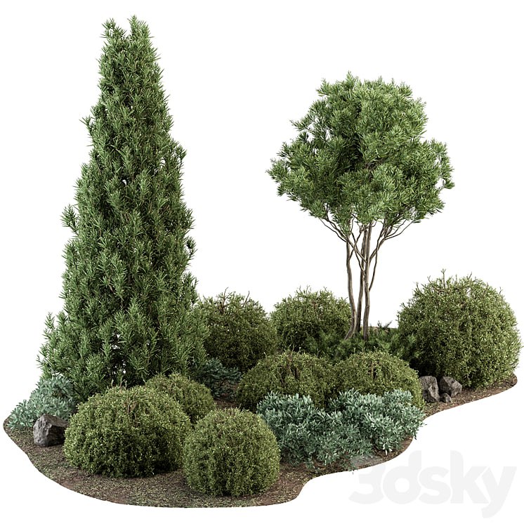 Garden Set Topiary and pine Plants - Outdoor Plants Set 410