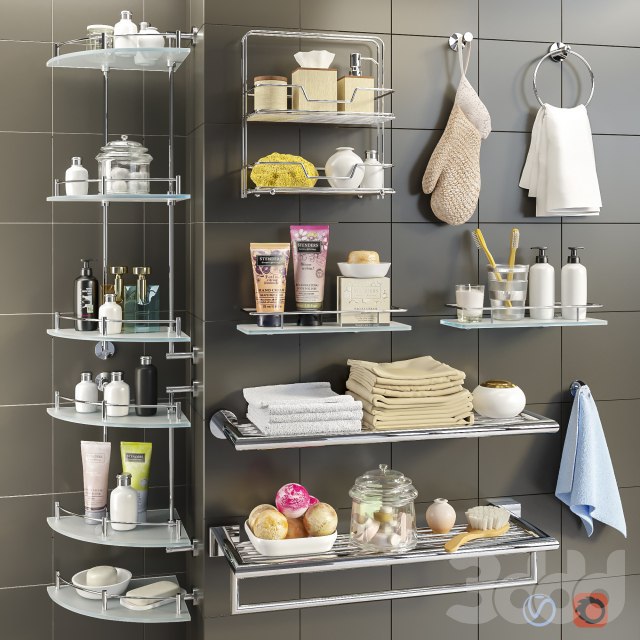 Аксессуары и косметика для ванной + полки Axentia, Bemeta set 2