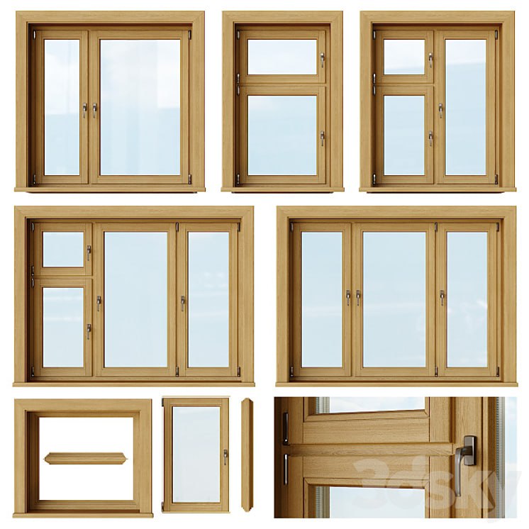Set of wooden windows 1 + Designer