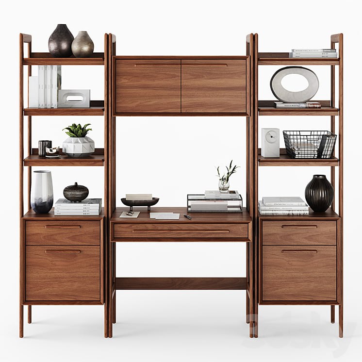 C & B Tate Bookcase Desk and File Cabinets