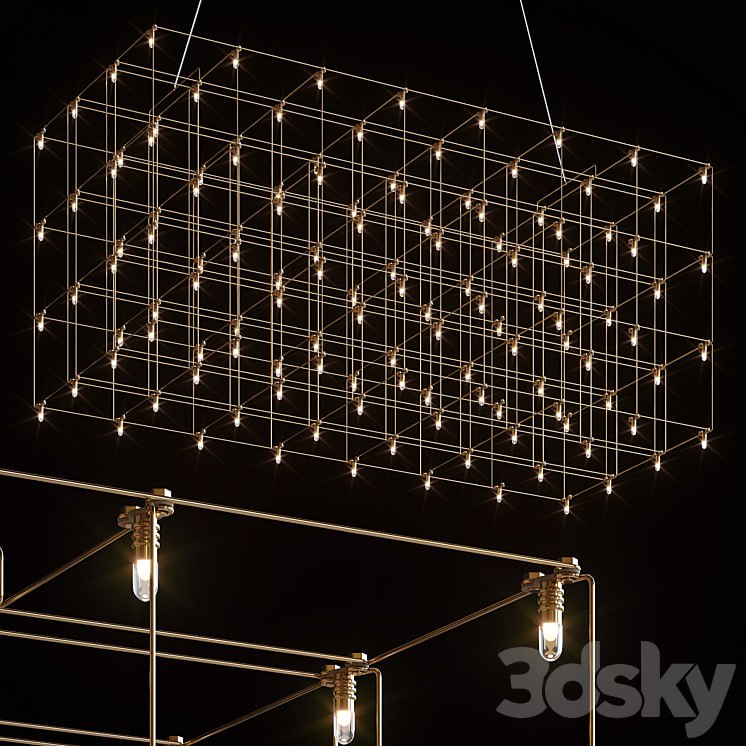 QUASAR UNIVERSE SQUARE TRIPLE SUSPENSION LAMP 87,5 cm